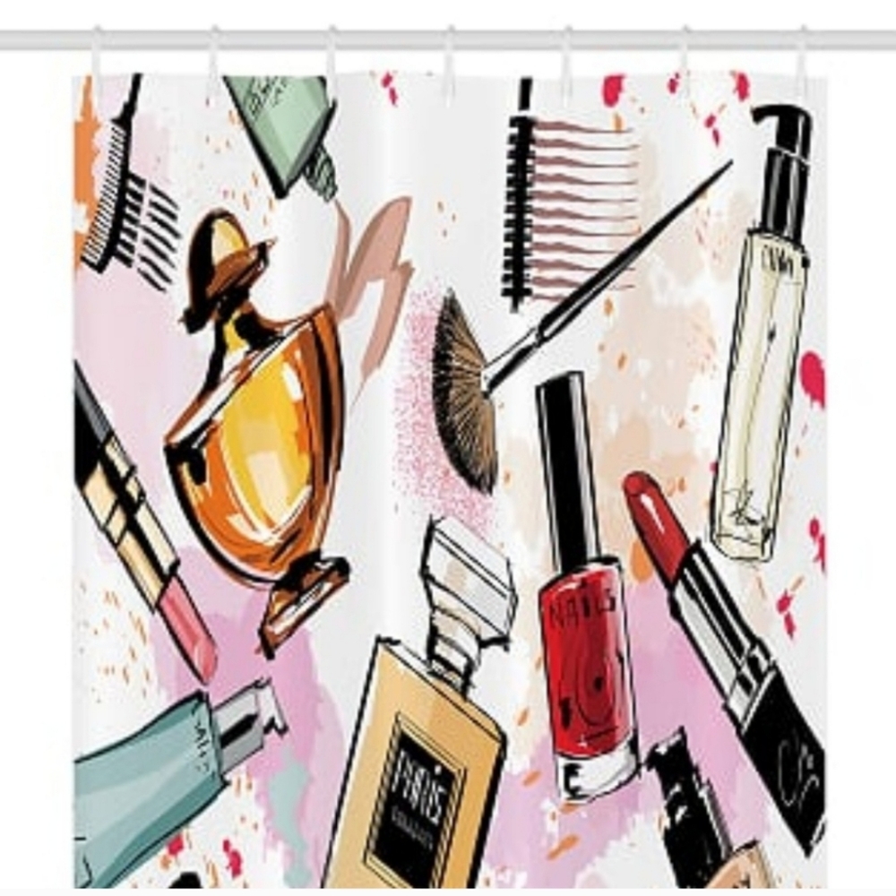 STALL Shower Curtain 36" x 72" Lady Cosmetics Print
